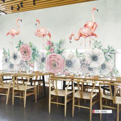 TRANH VẢI DÁN TƯỜNG 3D NHÀ HÀNG, CAFE , LỄ TÂN - TRANH DÁN TƯỜNG TROPICAL NHIỆT ĐỚI | MÃ JM-3886
