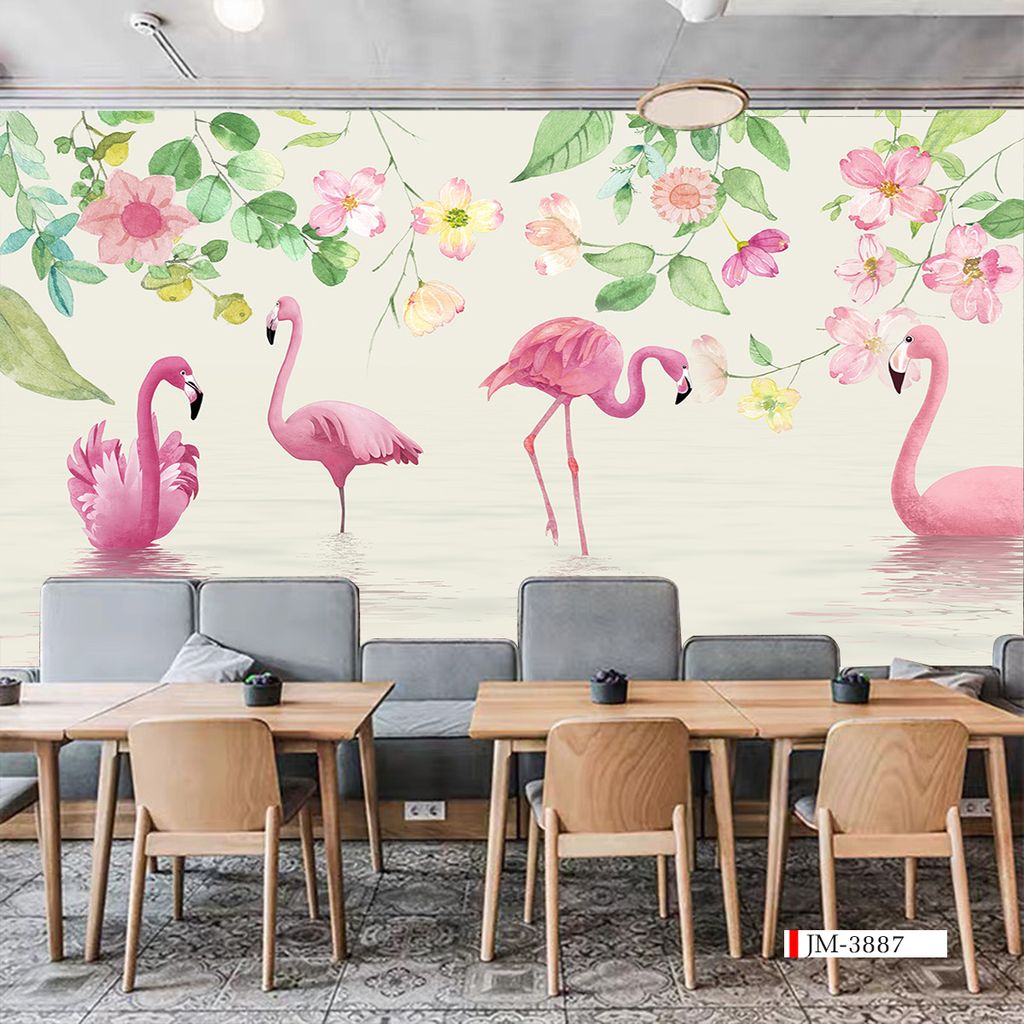 TRANH VẢI DÁN TƯỜNG 3D NHÀ HÀNG, CAFE , LỄ TÂN - TRANH DÁN TƯỜNG TROPICAL NHIỆT ĐỚI | MÃ JM-3887