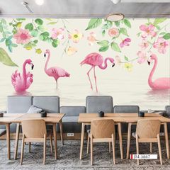 TRANH VẢI DÁN TƯỜNG 3D NHÀ HÀNG, CAFE , LỄ TÂN - TRANH DÁN TƯỜNG TROPICAL NHIỆT ĐỚI | MÃ JM-3887
