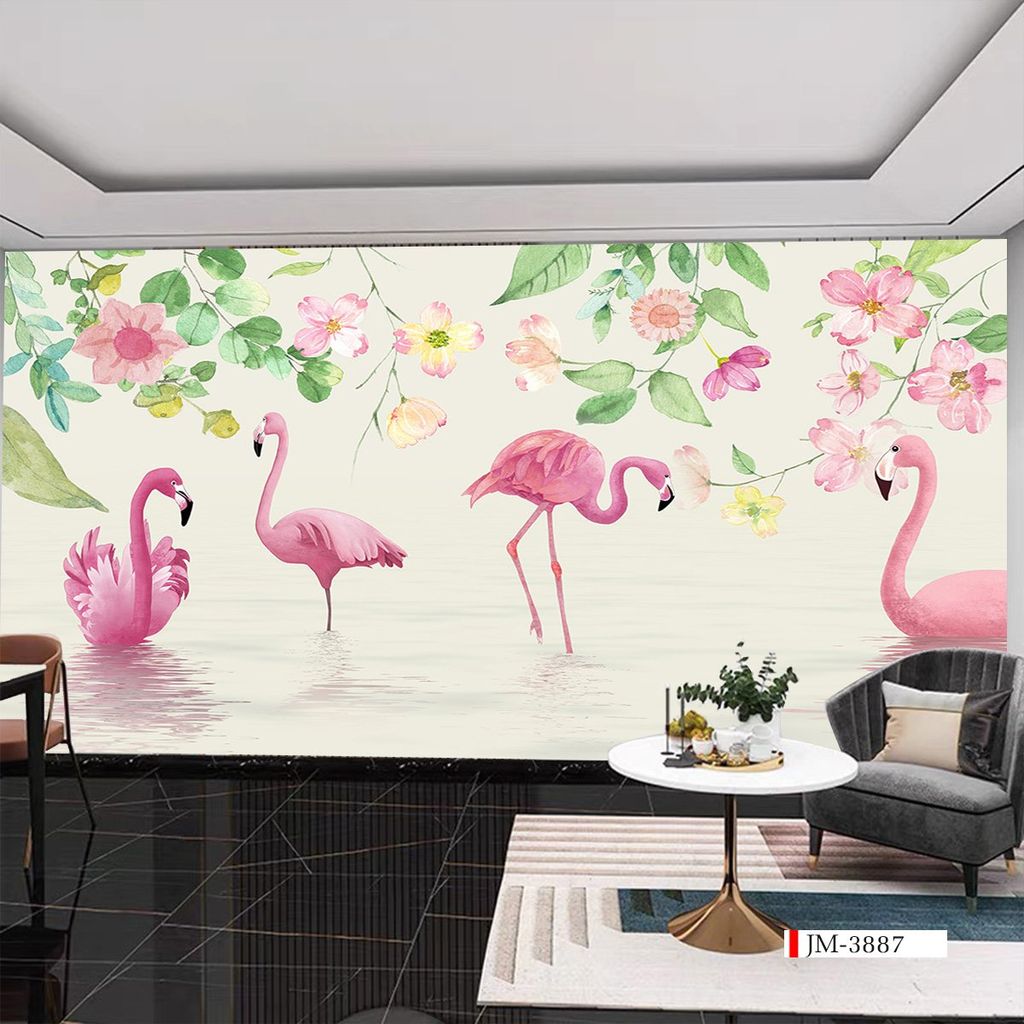 TRANH VẢI DÁN TƯỜNG 3D NHÀ HÀNG, CAFE , LỄ TÂN - TRANH DÁN TƯỜNG TROPICAL NHIỆT ĐỚI | MÃ JM-3887