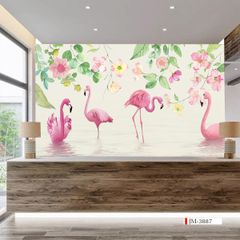 TRANH VẢI DÁN TƯỜNG 3D NHÀ HÀNG, CAFE , LỄ TÂN - TRANH DÁN TƯỜNG TROPICAL NHIỆT ĐỚI | MÃ JM-3887
