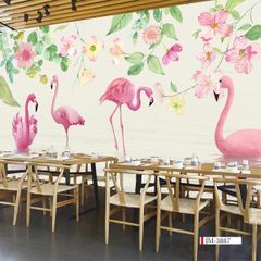 TRANH VẢI DÁN TƯỜNG 3D NHÀ HÀNG, CAFE , LỄ TÂN - TRANH DÁN TƯỜNG TROPICAL NHIỆT ĐỚI | MÃ JM-3887