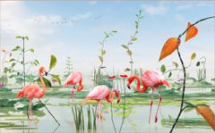 TRANH VẢI DÁN TƯỜNG 3D NHÀ HÀNG, CAFE , LỄ TÂN - TRANH DÁN TƯỜNG TROPICAL NHIỆT ĐỚI | MÃ JM-3889