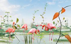 TRANH VẢI DÁN TƯỜNG 3D NHÀ HÀNG, CAFE , LỄ TÂN - TRANH DÁN TƯỜNG TROPICAL NHIỆT ĐỚI | MÃ JM-3889
