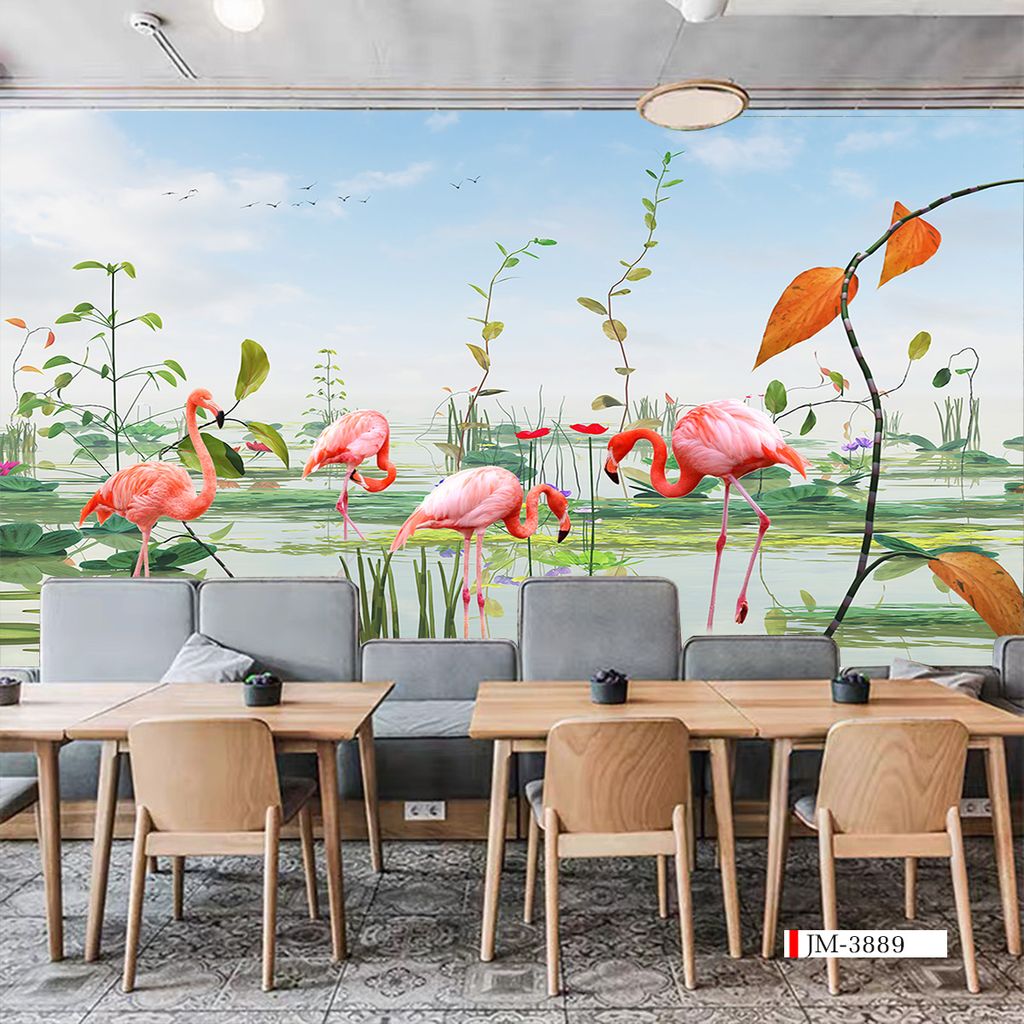 TRANH VẢI DÁN TƯỜNG 3D NHÀ HÀNG, CAFE , LỄ TÂN - TRANH DÁN TƯỜNG TROPICAL NHIỆT ĐỚI | MÃ JM-3889