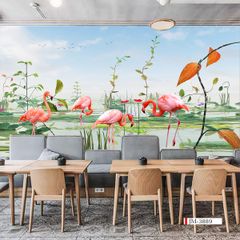 TRANH VẢI DÁN TƯỜNG 3D NHÀ HÀNG, CAFE , LỄ TÂN - TRANH DÁN TƯỜNG TROPICAL NHIỆT ĐỚI | MÃ JM-3889