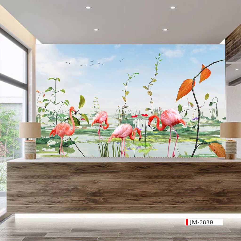 TRANH VẢI DÁN TƯỜNG 3D NHÀ HÀNG, CAFE , LỄ TÂN - TRANH DÁN TƯỜNG TROPICAL NHIỆT ĐỚI | MÃ JM-3889