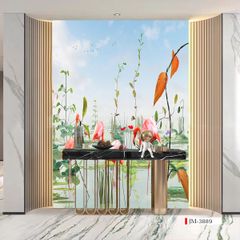 TRANH VẢI DÁN TƯỜNG 3D NHÀ HÀNG, CAFE , LỄ TÂN - TRANH DÁN TƯỜNG TROPICAL NHIỆT ĐỚI | MÃ JM-3889