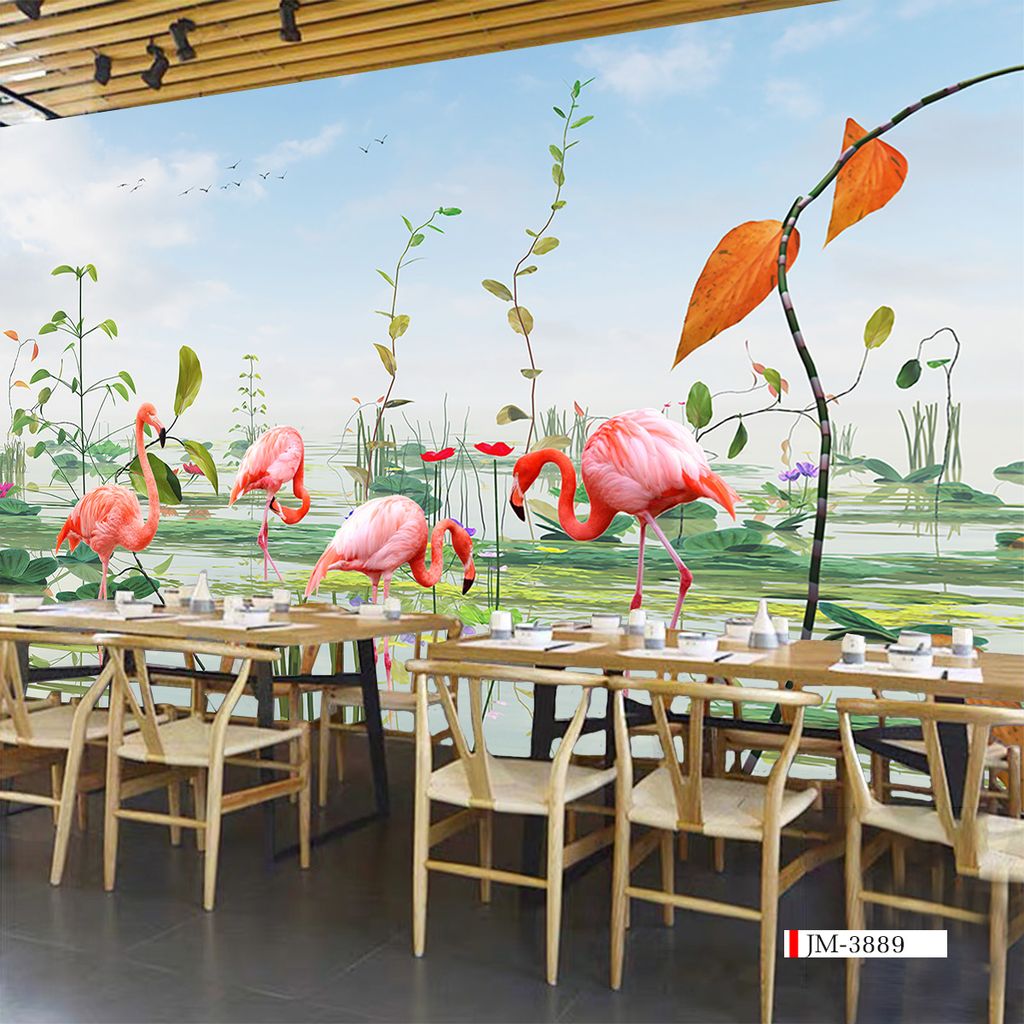TRANH VẢI DÁN TƯỜNG 3D NHÀ HÀNG, CAFE , LỄ TÂN - TRANH DÁN TƯỜNG TROPICAL NHIỆT ĐỚI | MÃ JM-3889