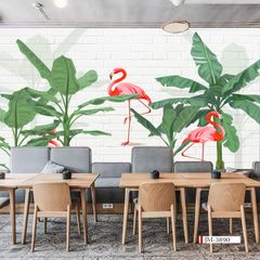 TRANH VẢI DÁN TƯỜNG 3D NHÀ HÀNG, CAFE , LỄ TÂN - TRANH DÁN TƯỜNG TROPICAL NHIỆT ĐỚI | MÃ JM-3890