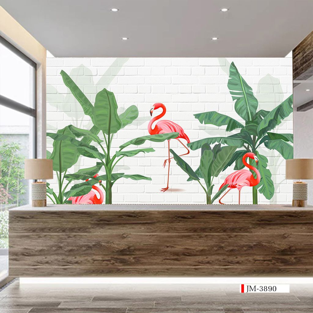 TRANH VẢI DÁN TƯỜNG 3D NHÀ HÀNG, CAFE , LỄ TÂN - TRANH DÁN TƯỜNG TROPICAL NHIỆT ĐỚI | MÃ JM-3890