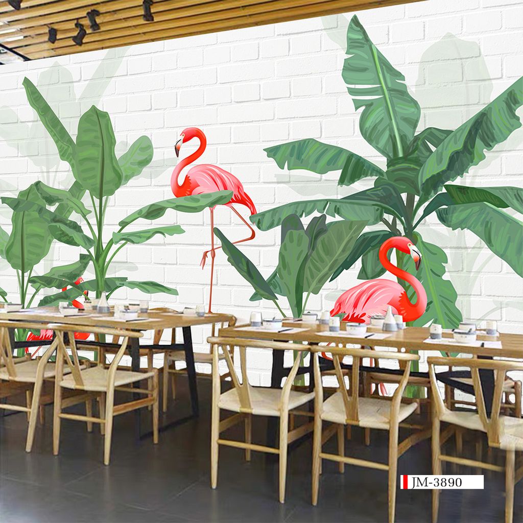 TRANH VẢI DÁN TƯỜNG 3D NHÀ HÀNG, CAFE , LỄ TÂN - TRANH DÁN TƯỜNG TROPICAL NHIỆT ĐỚI | MÃ JM-3890