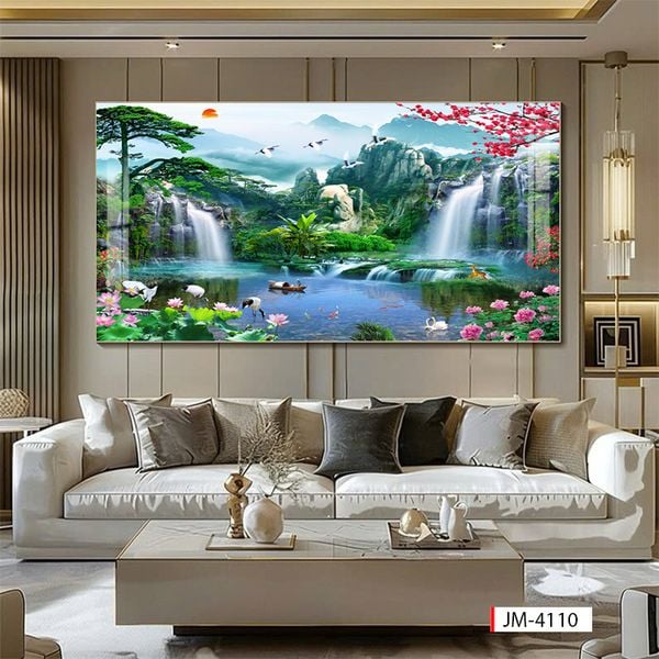 825 - TRANH TREO PHÒNG KHÁCH - TRANH TRANG TRÍ - TRANH TREO TƯỜNG SƠN THỦY HỮU TÌNH - TRANH ĐƠN NGANG | MÃ JM-4110