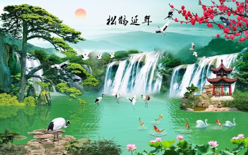 827 - TRANH TREO PHÒNG KHÁCH - TRANH TRANG TRÍ - TRANH TREO TƯỜNG SƠN THỦY HỮU TÌNH - TRANH ĐƠN NGANG | MÃ jm-4112
