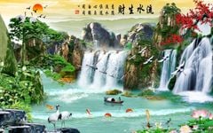 828 - TRANH TREO PHÒNG KHÁCH - TRANH TRANG TRÍ - TRANH TREO TƯỜNG SƠN THỦY HỮU TÌNH - TRANH ĐƠN NGANG | MÃ jm-4113