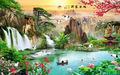 829 - TRANH TREO PHÒNG KHÁCH - TRANH TRANG TRÍ - TRANH TREO TƯỜNG SƠN THỦY HỮU TÌNH - TRANH ĐƠN NGANG | MÃ jm-4114