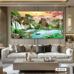 829 - TRANH TREO PHÒNG KHÁCH - TRANH TRANG TRÍ - TRANH TREO TƯỜNG SƠN THỦY HỮU TÌNH - TRANH ĐƠN NGANG | MÃ jm-4114