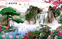 831 - TRANH TREO PHÒNG KHÁCH - TRANH TRANG TRÍ - TRANH TREO TƯỜNG SƠN THỦY HỮU TÌNH - TRANH ĐƠN NGANG | MÃ jm-4116