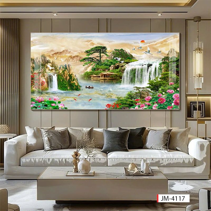 BST172 - TRANH TREO PHÒNG KHÁCH - TRANH TRANG TRÍ - TRANH TREO TƯỜNG SƠN THỦY HỮU TÌNH - TRANH ĐƠN NGANG