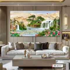 BST172 - TRANH TREO PHÒNG KHÁCH - TRANH TRANG TRÍ - TRANH TREO TƯỜNG SƠN THỦY HỮU TÌNH - TRANH ĐƠN NGANG