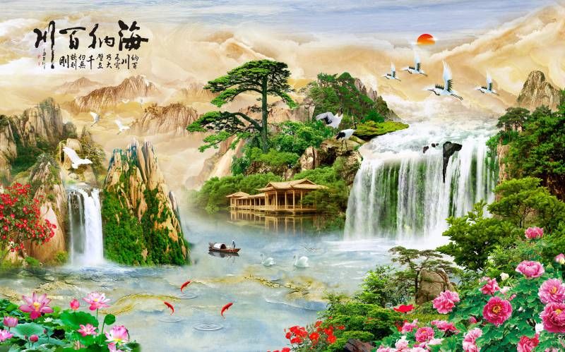 832 - TRANH TREO PHÒNG KHÁCH - TRANH TRANG TRÍ - TRANH TREO TƯỜNG SƠN THỦY HỮU TÌNH - TRANH ĐƠN NGANG | MÃ jm-4117