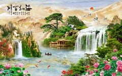 832 - TRANH TREO PHÒNG KHÁCH - TRANH TRANG TRÍ - TRANH TREO TƯỜNG SƠN THỦY HỮU TÌNH - TRANH ĐƠN NGANG | MÃ jm-4117