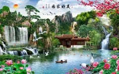 833 - TRANH TREO PHÒNG KHÁCH - TRANH TRANG TRÍ - TRANH TREO TƯỜNG SƠN THỦY HỮU TÌNH - TRANH ĐƠN NGANG | MÃ jm-4118