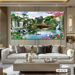 BST172 - TRANH TREO PHÒNG KHÁCH - TRANH TRANG TRÍ - TRANH TREO TƯỜNG SƠN THỦY HỮU TÌNH - TRANH ĐƠN NGANG