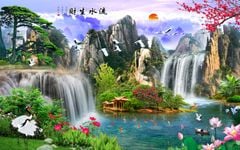 834 - TRANH TREO PHÒNG KHÁCH - TRANH TRANG TRÍ - TRANH TREO TƯỜNG SƠN THỦY HỮU TÌNH - TRANH ĐƠN NGANG | MÃ jm-4119