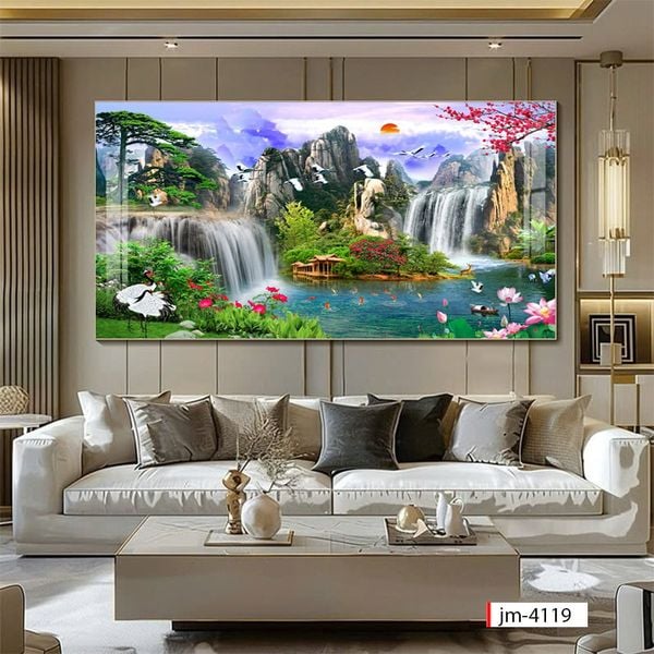 834 - TRANH TREO PHÒNG KHÁCH - TRANH TRANG TRÍ - TRANH TREO TƯỜNG SƠN THỦY HỮU TÌNH - TRANH ĐƠN NGANG | MÃ jm-4119