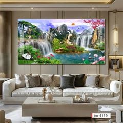 834 - TRANH TREO PHÒNG KHÁCH - TRANH TRANG TRÍ - TRANH TREO TƯỜNG SƠN THỦY HỮU TÌNH - TRANH ĐƠN NGANG | MÃ jm-4119