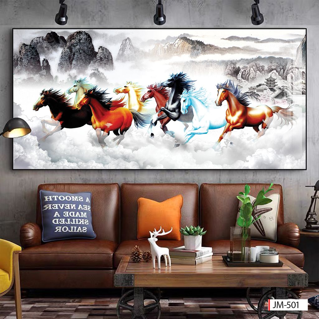 TRANH TREO TƯỜNG - TRANG TRÍ PHÒNG KHÁCH - CHỦ ĐỀ MÃ ĐÁO THÀNH CÔNG - KHỔ LỚN - MÃ JM-501