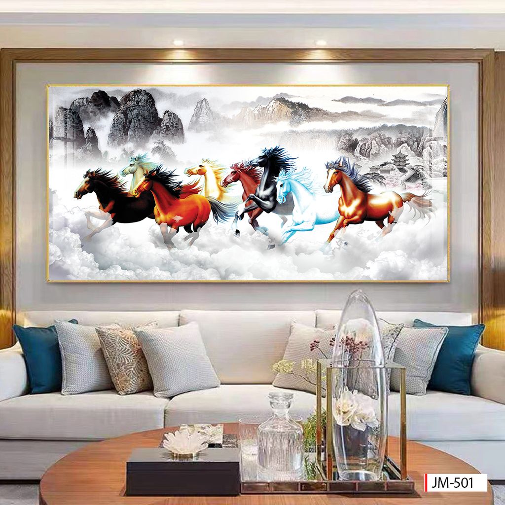 TRANH TREO TƯỜNG - TRANG TRÍ PHÒNG KHÁCH - CHỦ ĐỀ MÃ ĐÁO THÀNH CÔNG - KHỔ LỚN - MÃ JM-501