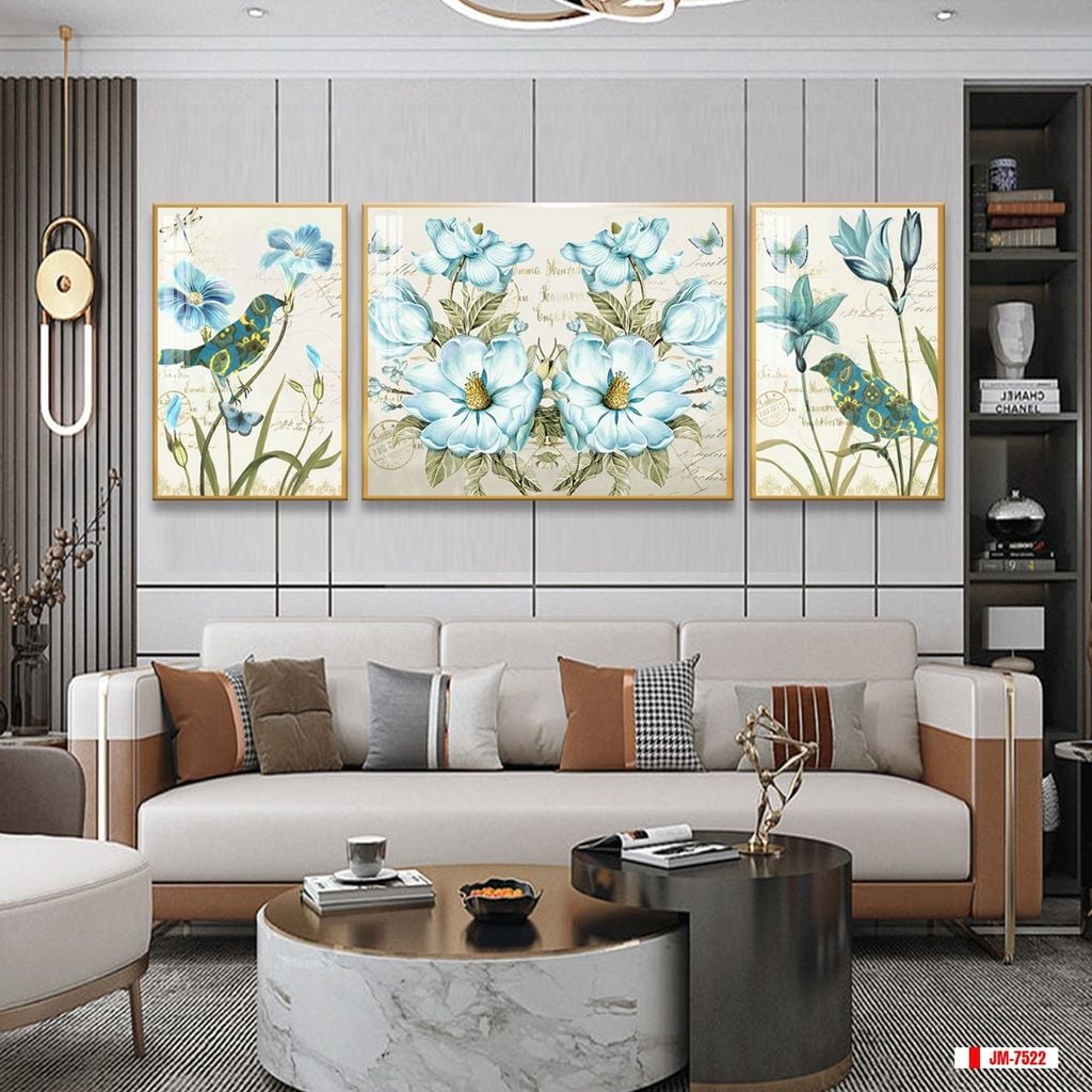 TRANH HOA TREO TƯỜNG PHÒNG KHÁCH - TRANH GHÉP BỘ 3 BỨC | MÃ JM-7522