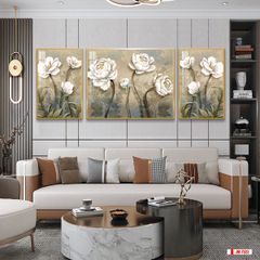 TRANH HOA TREO TƯỜNG PHÒNG KHÁCH - TRANH GHÉP BỘ 3 BỨC | MÃ JM-7523
