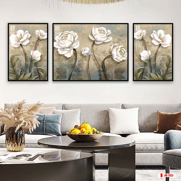 TRANH HOA TREO TƯỜNG PHÒNG KHÁCH - TRANH GHÉP BỘ 3 BỨC | MÃ JM-7523