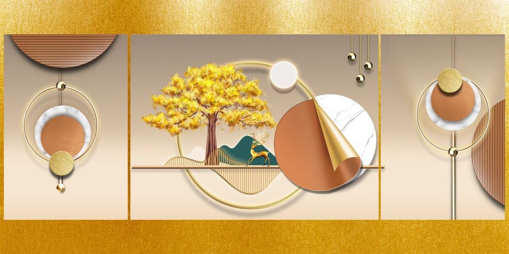 TRANH TREO TƯỜNG KHUNG HỢP KIM - TRANH TREO PHÒNG KHÁCH - TRANH HƯƠU TÀI LỘC - MÃ K-026
