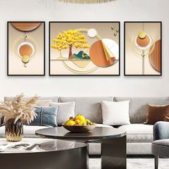TRANH TREO TƯỜNG KHUNG HỢP KIM - TRANH TREO PHÒNG KHÁCH - TRANH HƯƠU TÀI LỘC - MÃ K-026