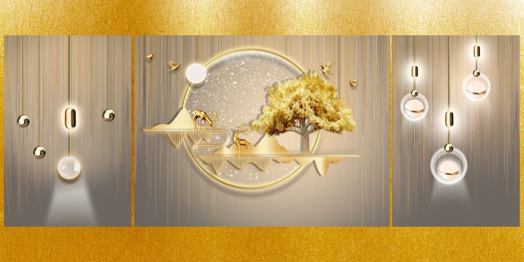 TRANH TREO TƯỜNG KHUNG HỢP KIM - TRANH TREO PHÒNG KHÁCH - TRANH HƯƠU TÀI LỘC - MÃ K-029