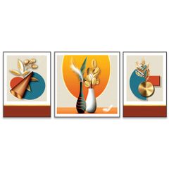 TRANH TREO TƯỜNG PHÒNG KHÁCH - TRANH BÌNH HOA GHÉP BỘ 3 BỨC | MÃ K-033