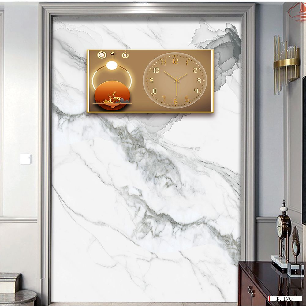 TRANH ĐỒNG HỒ TREO PHÒNG KHÁCH - TRANH TREO TƯỜNG KHUNG HỢP KIM | MÃ K-170