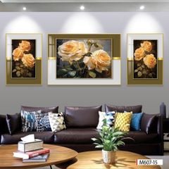 BST 717 - TRANH TREO PHÒNG KHÁCH - TRANH TRANG TRÍ - TRANH TREO TƯỜNG HOA - BÌNH HOA - KIỂU TRANH GHÉP BỘ 3 BỨC