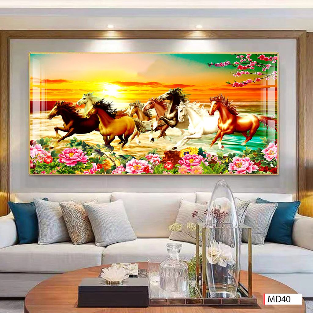 BST71 - TRANH TREO TƯỜNG - TRANG TRÍ PHÒNG KHÁCH - CHỦ ĐỀ MÃ ĐÁO THÀNH CÔNG - KHỔ LỚN