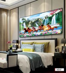 BST118 - TRANH TREO PHÒNG KHÁCH HIỆN ĐẠI - TRANH TRANG TRÍ - TRANH TREO TƯỜNG MÃ ĐÁO THÀNH CÔNG - KIỂU TRANH LIỀN KHỔ