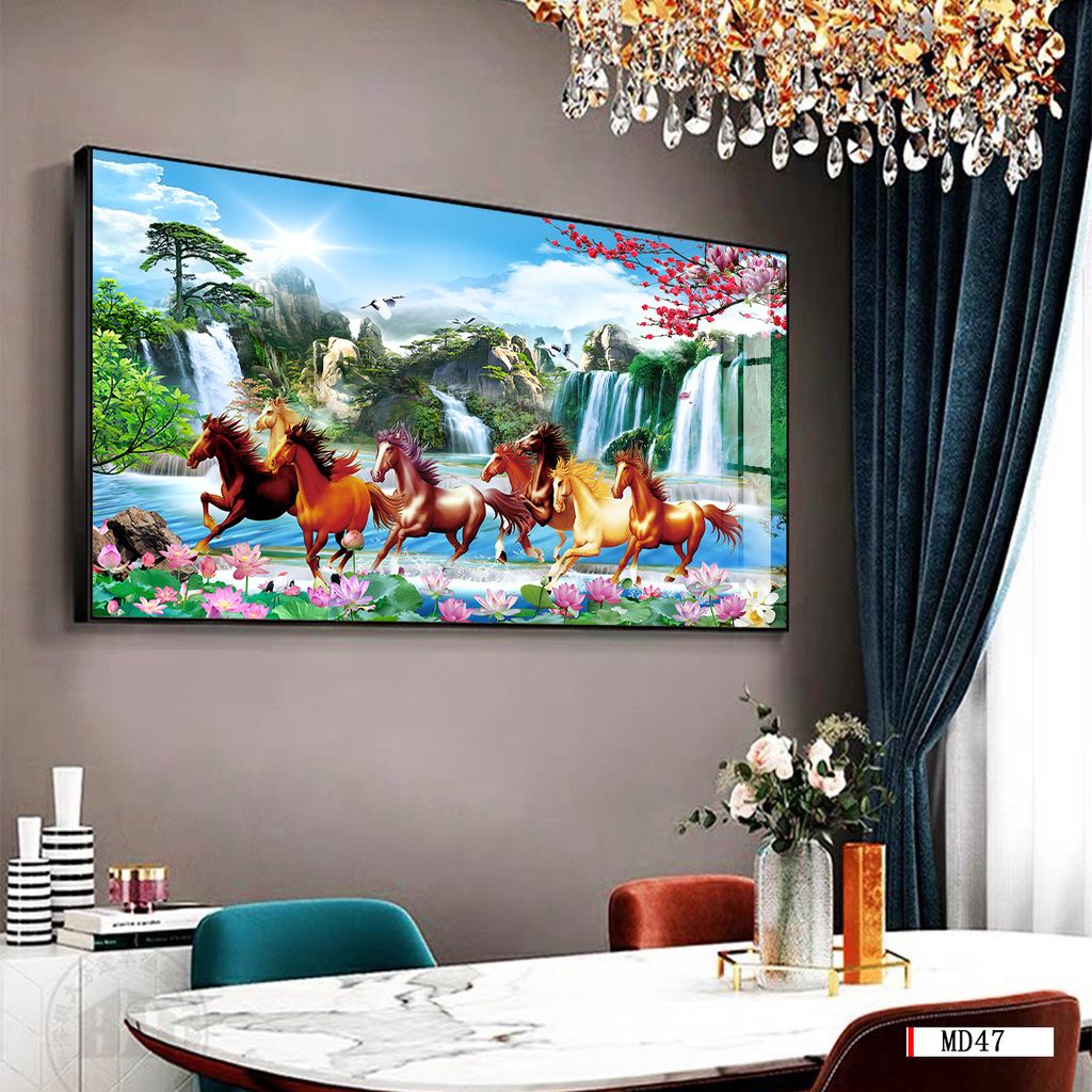 BST05 - TRANH TREO PHÒNG KHÁCH HIỆN ĐẠI - TRANH TRANG TRÍ - TRANH TREO TƯỜNG MÃ ĐÁO THÀNH CÔNG - KIỂU TRANH LIỀN KHỔ