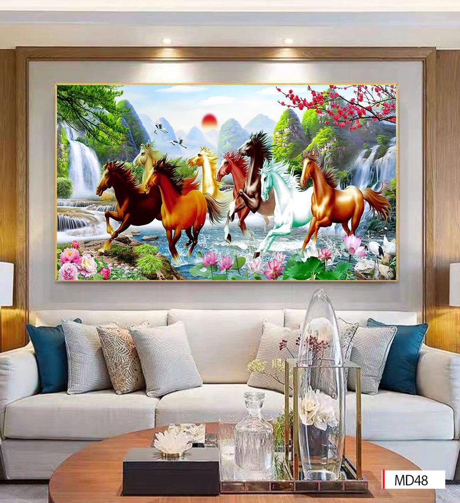 BST118 - TRANH TREO PHÒNG KHÁCH HIỆN ĐẠI - TRANH TRANG TRÍ - TRANH TREO TƯỜNG MÃ ĐÁO THÀNH CÔNG - KIỂU TRANH LIỀN KHỔ