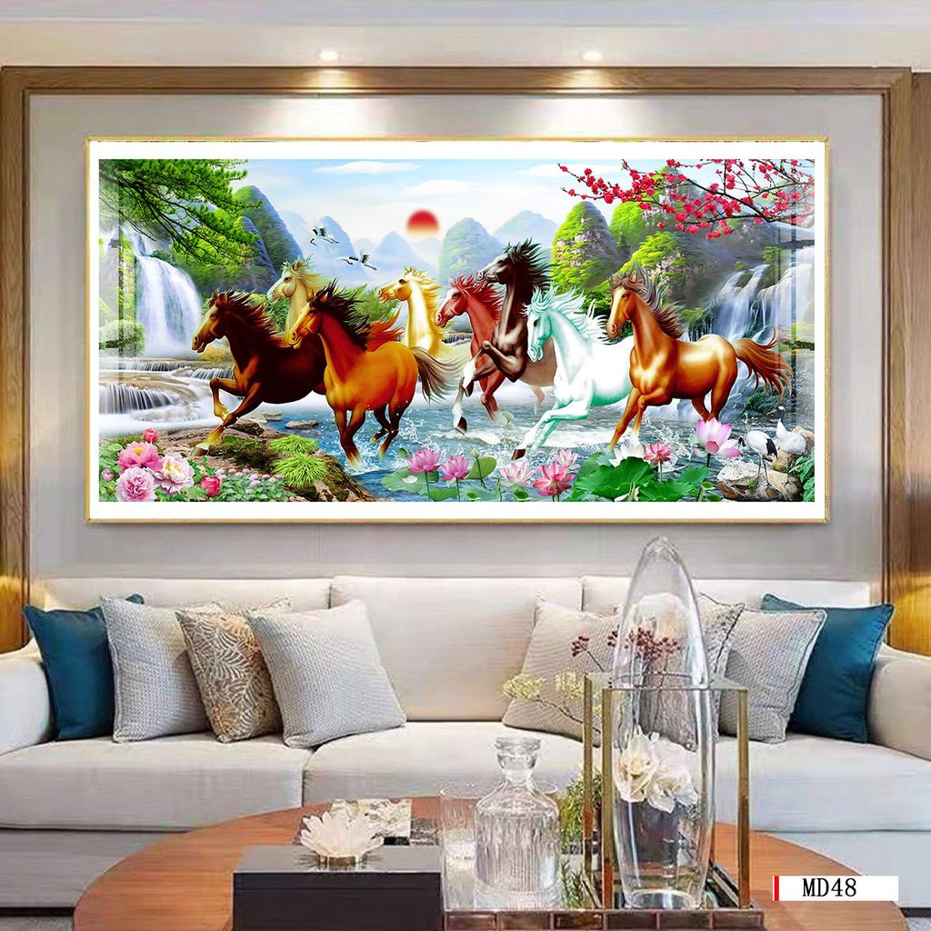 BST05 - TRANH TREO PHÒNG KHÁCH HIỆN ĐẠI - TRANH TRANG TRÍ - TRANH TREO TƯỜNG MÃ ĐÁO THÀNH CÔNG - KIỂU TRANH LIỀN KHỔ