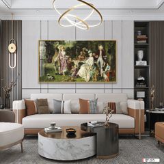 TRANH TREO TƯỜNG PHÒNG KHÁCH - TRANH SƠN DẦU PHỤC HƯNG CỔ ĐIỂN - KHỔ LỚN | MÃ QT (57)