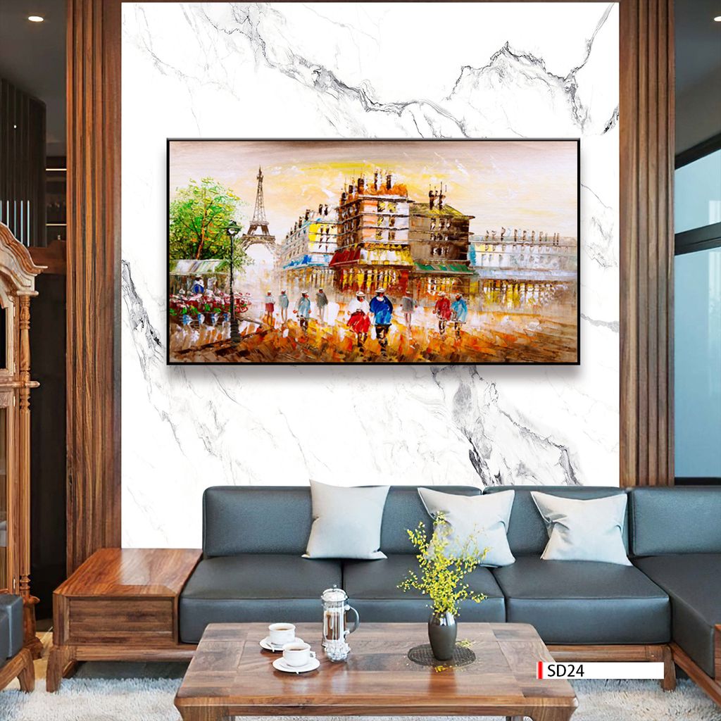 TRANH TREO TƯỜNG PHÒNG KHÁCH - TRANH PHONG CẢNH CHÂU ÂU CỔ ĐIỂN - KHỔ LỚN | MÃ SD24