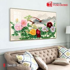 TRANH TREO TƯỜNG PHÒNG KHÁCH - TRANH TREO HOA MẪU ĐƠN - KHỔ LỚN | MÃ Sen-20